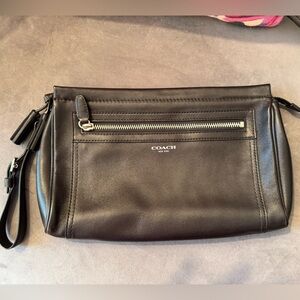 Coach Smooth Black Leather Wristlet Pouch - NWOT